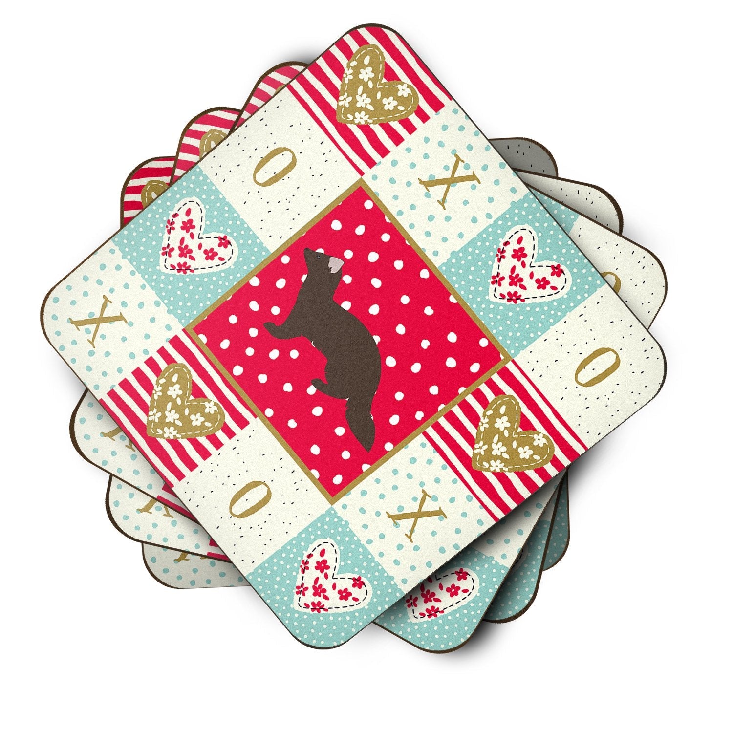 Sable Marten Love Foam Coasters Set of 4 Cup Coasters for Indoor Outdoor, Tabletop Protection, Anti Slip, Mouse pad Material