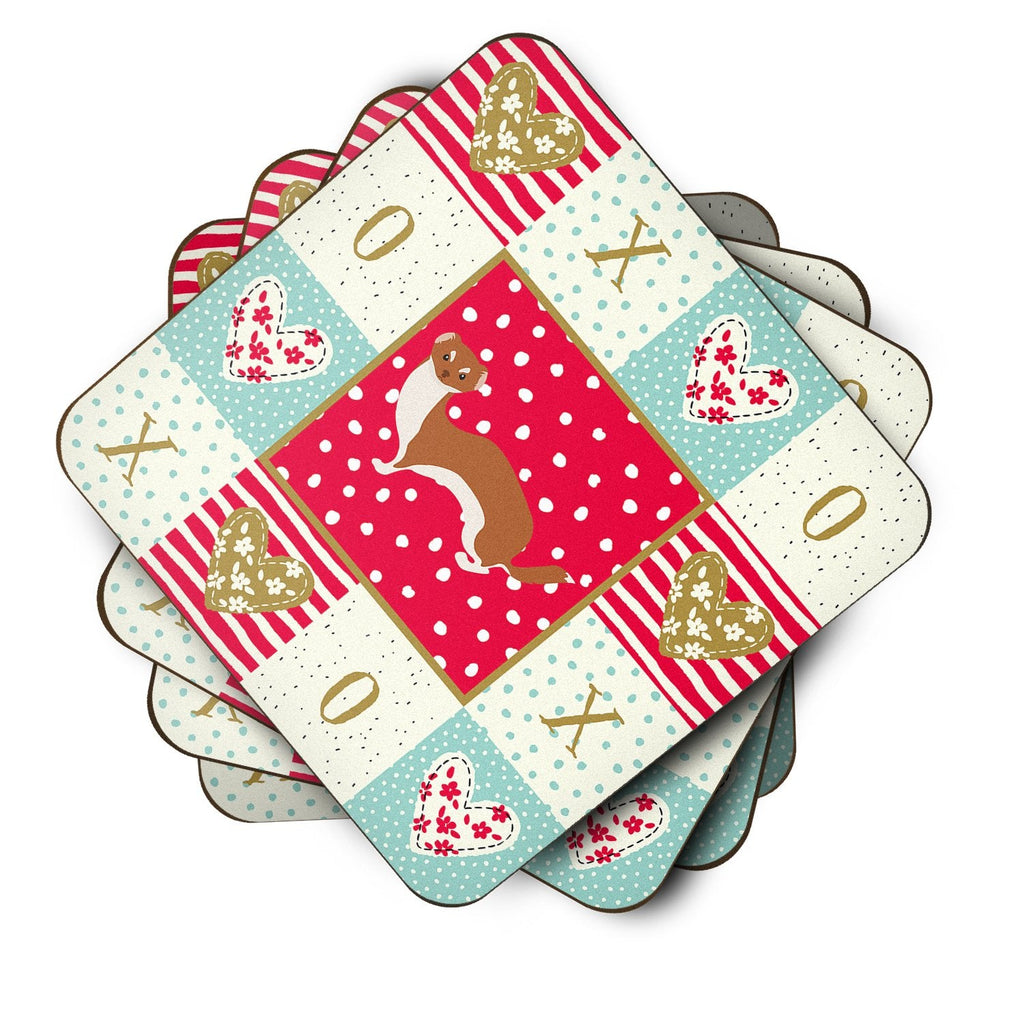 Weasel Love Foam Coasters Set of 4 Cup Coasters for Indoor Outdoor, Tabletop Protection, Anti Slip, Mouse pad Material