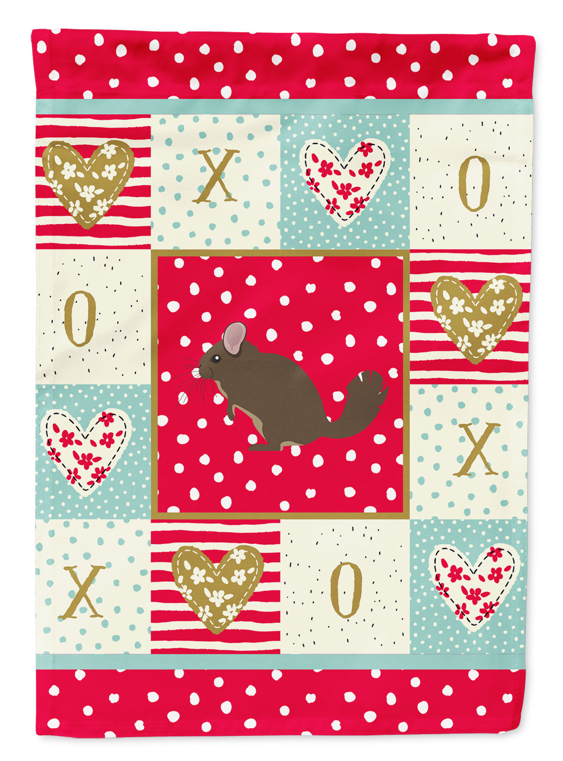 Chinchilla Love House Flag 28x40 Porch Sleeve Pole Decorative Outside Yard Banner Artwork Wall Hanging, Polyester