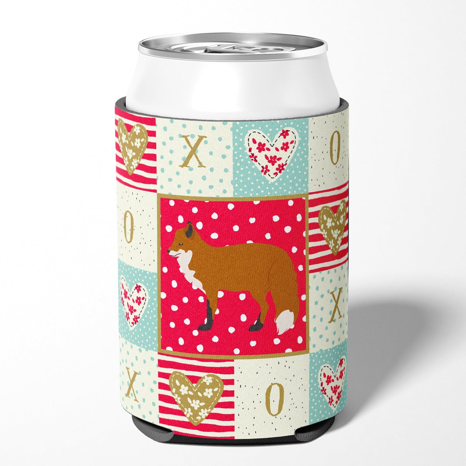 Red Fox Love Can or Bottle Hugger Cooler Sleeve for Standard 12 oz Cans, Insulated Foam Beer & Soda Can Hugger Reusable