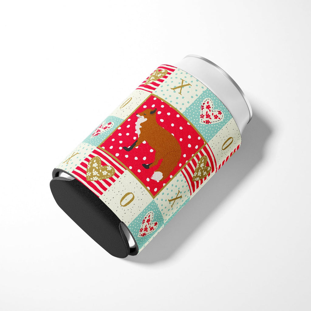 Red Fox Love Can or Bottle Hugger Cooler Sleeve for Standard 12 oz Cans, Insulated Foam Beer & Soda Can Hugger Reusable