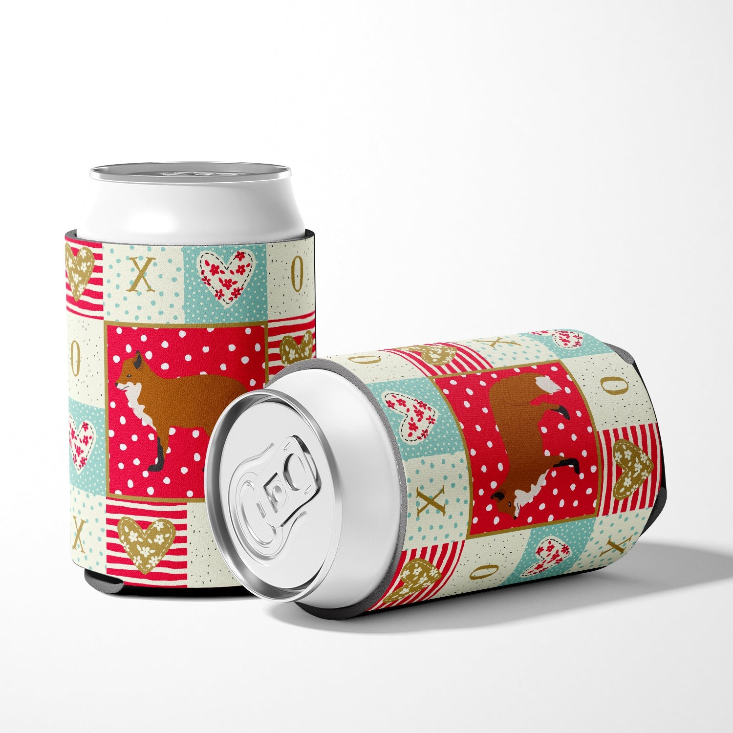 Red Fox Love Can or Bottle Hugger Cooler Sleeve for Standard 12 oz Cans, Insulated Foam Beer & Soda Can Hugger Reusable