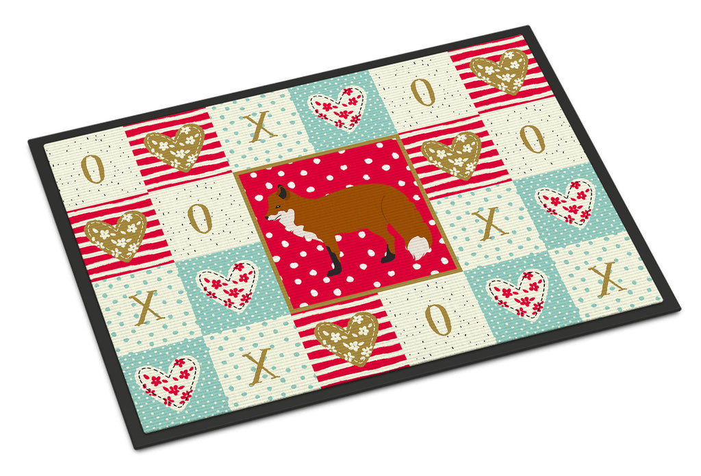 Red Fox Love Doormat Indoor Outdoor 18H X 27W Front Door Mat Rugs for Entryway, Non Slip Washable