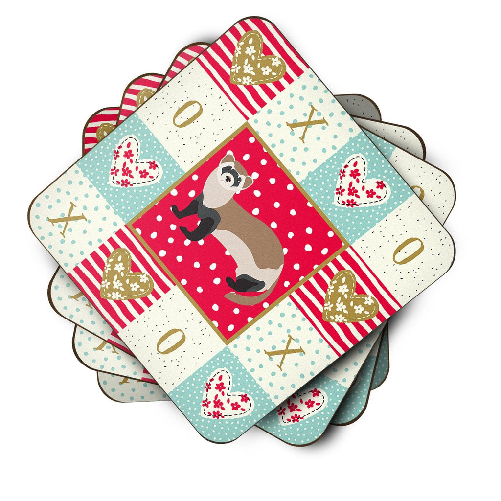 Ferret Love Foam Coasters Set of 4 Cup Coasters for Indoor Outdoor, Tabletop Protection, Anti Slip, Mouse pad Material
