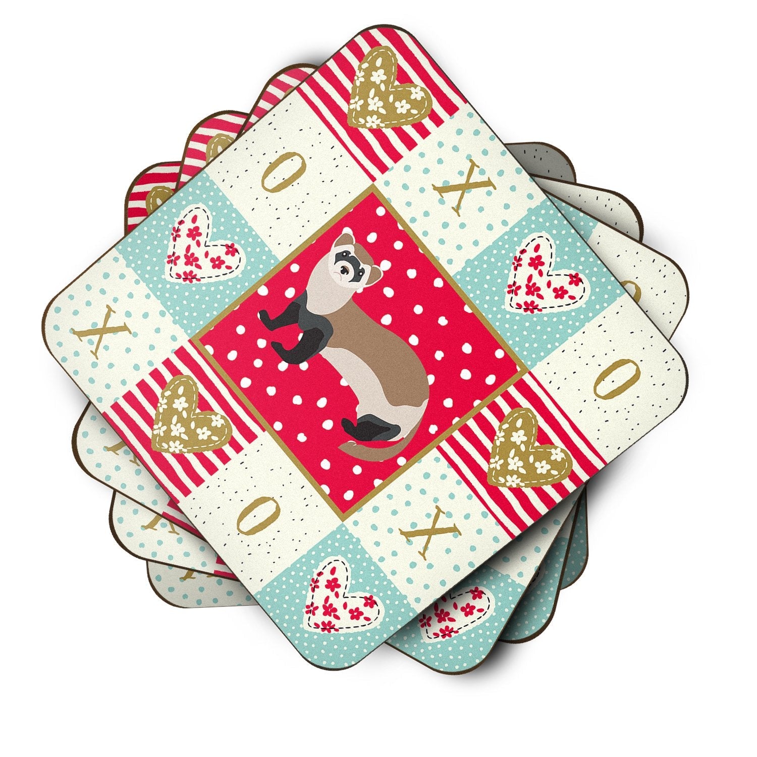 Ferret Love Foam Coasters Set of 4 Cup Coasters for Indoor Outdoor, Tabletop Protection, Anti Slip, Mouse pad Material
