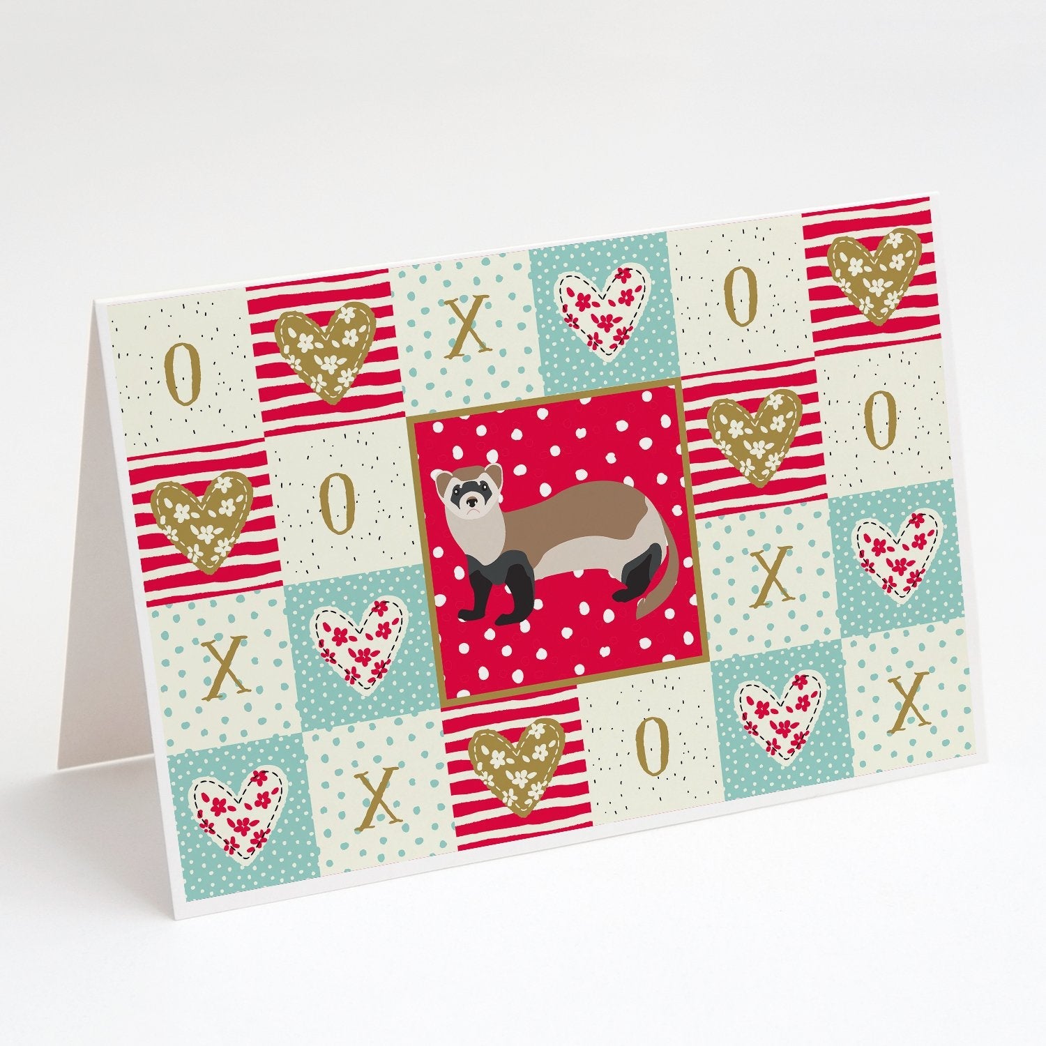 Ferret Love Greeting Cards Pack of 8 Blank Cards with Envelopes Whimsical A7 Size 5x7