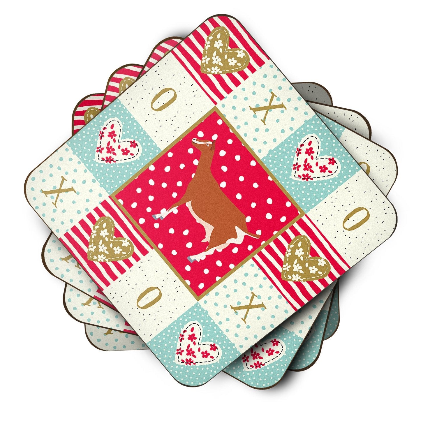 Toggenburger Goat Love Foam Coasters Set of 4 Cup Coasters for Indoor Outdoor, Tabletop Protection, Anti Slip, Mouse pad Material