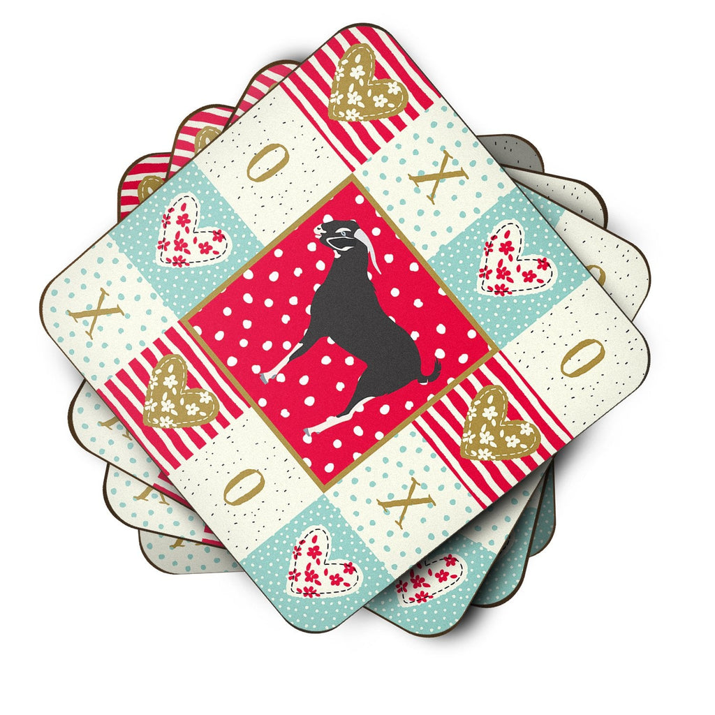 Black Bengal Goat Love Foam Coasters Set of 4 Cup Coasters for Indoor Outdoor, Tabletop Protection, Anti Slip, Mouse pad Material