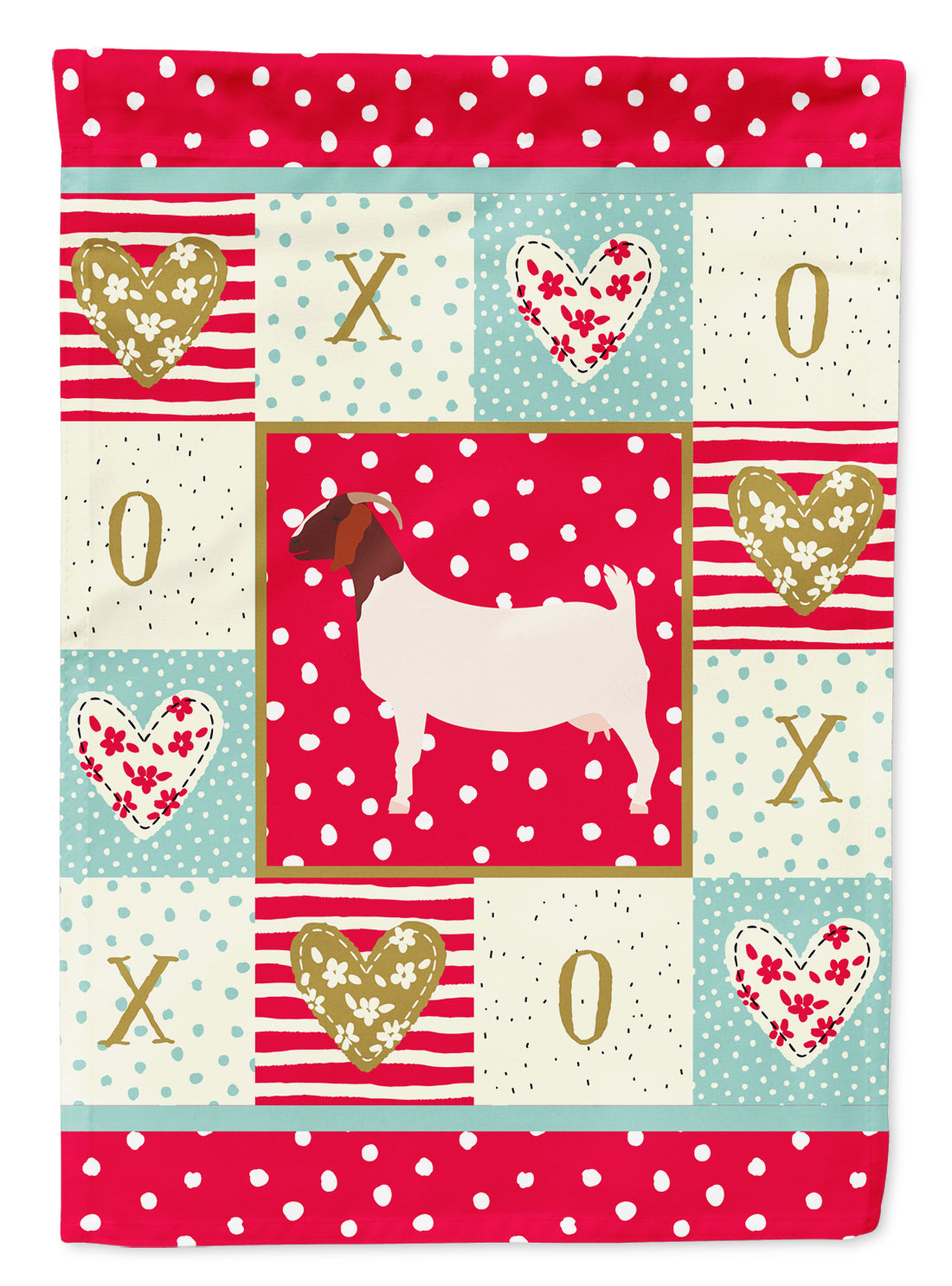 Boer Goat Love House Flag 28x40 Porch Sleeve Pole Decorative Outside Yard Banner Artwork Wall Hanging, Polyester