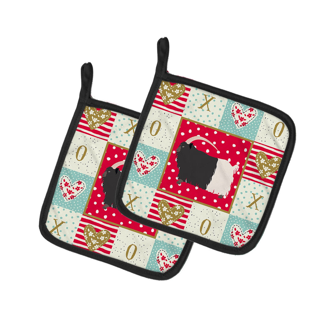 Welsh Black-Necked Goat Love Pot Holder Set of 2 Heat Resistant Quilted Hot Pads 7.5 x 7.5 Inch, Insulated Kitchen Trivets for Cooking & Baking