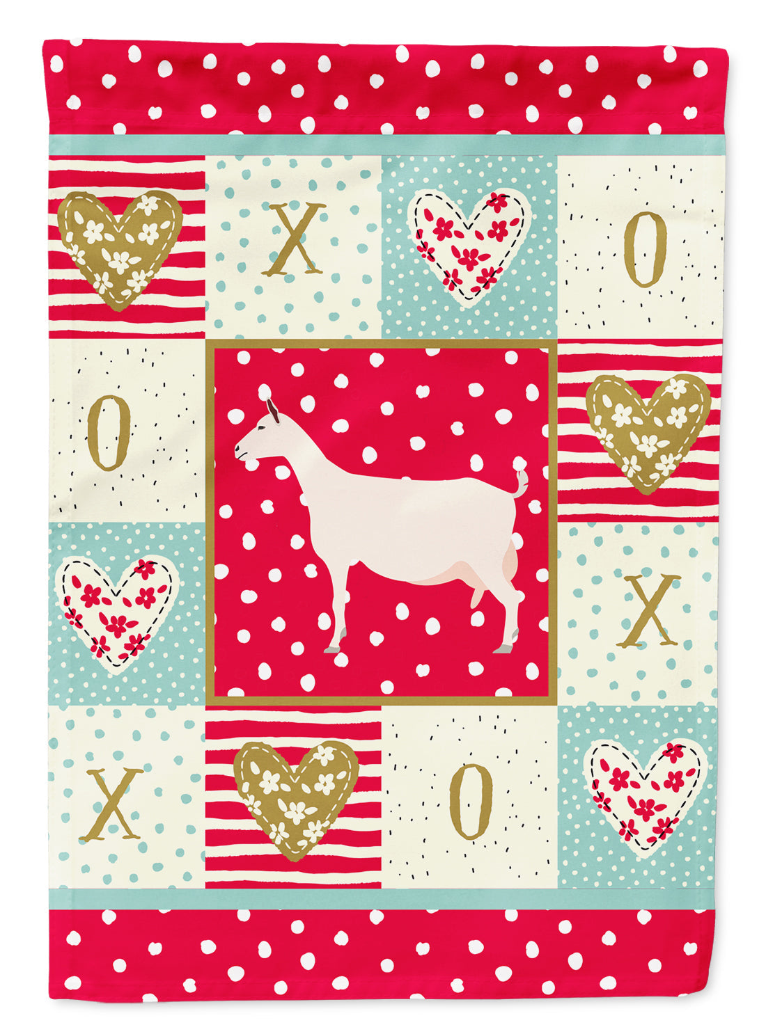 Saanen Goat Love House Flag 28x40 Porch Sleeve Pole Decorative Outside Yard Banner Artwork Wall Hanging, Polyester