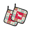 Saanen Goat Love Pot Holder Set of 2 Heat Resistant Quilted Hot Pads 7.5 x 7.5 Inch, Insulated Kitchen Trivets for Cooking & Baking