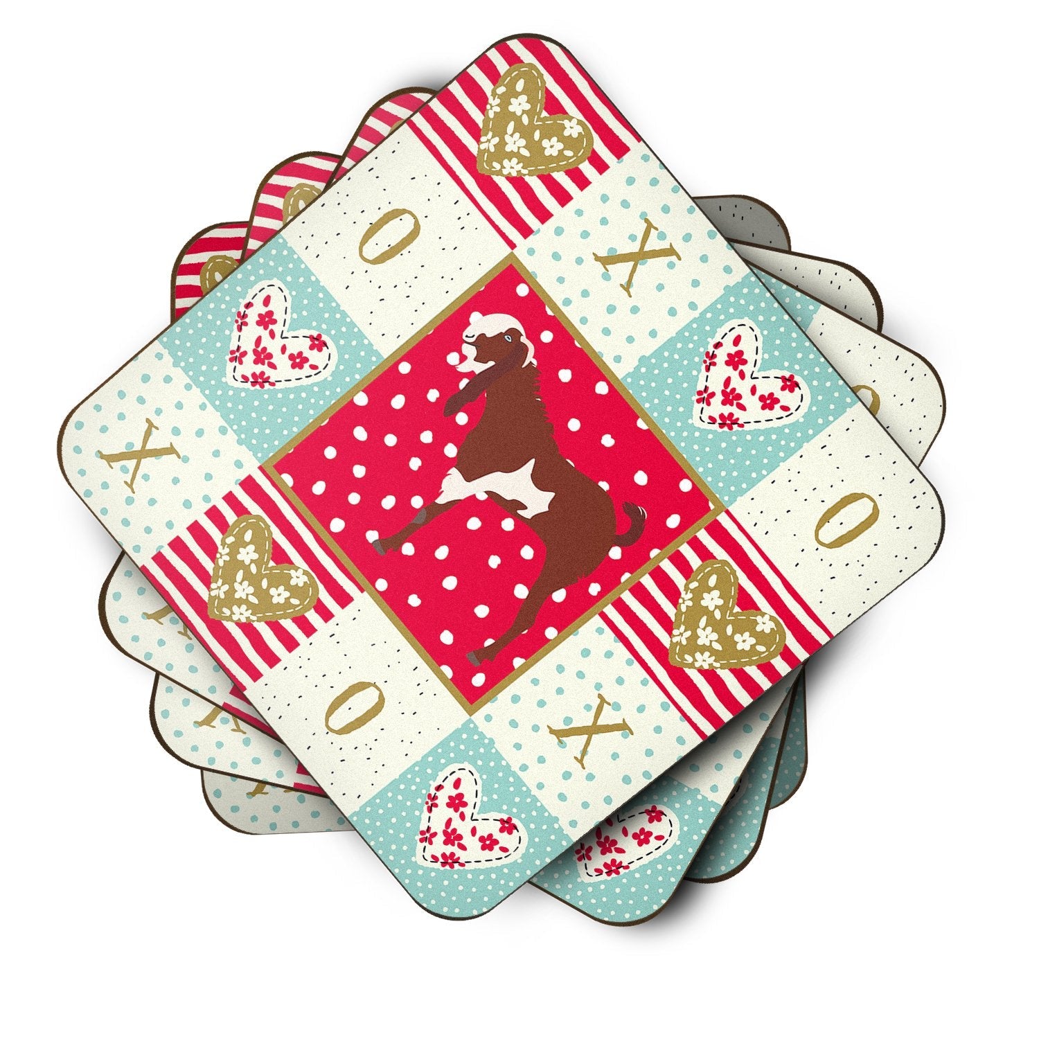 Jamnapari Goat Love Foam Coasters Set of 4 Cup Coasters for Indoor Outdoor, Tabletop Protection, Anti Slip, Mouse pad Material