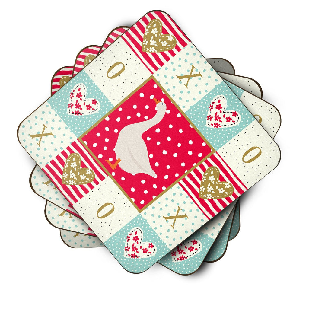 Embden Goose Love Foam Coasters Set of 4 Cup Coasters for Indoor Outdoor, Tabletop Protection, Anti Slip, Mouse pad Material