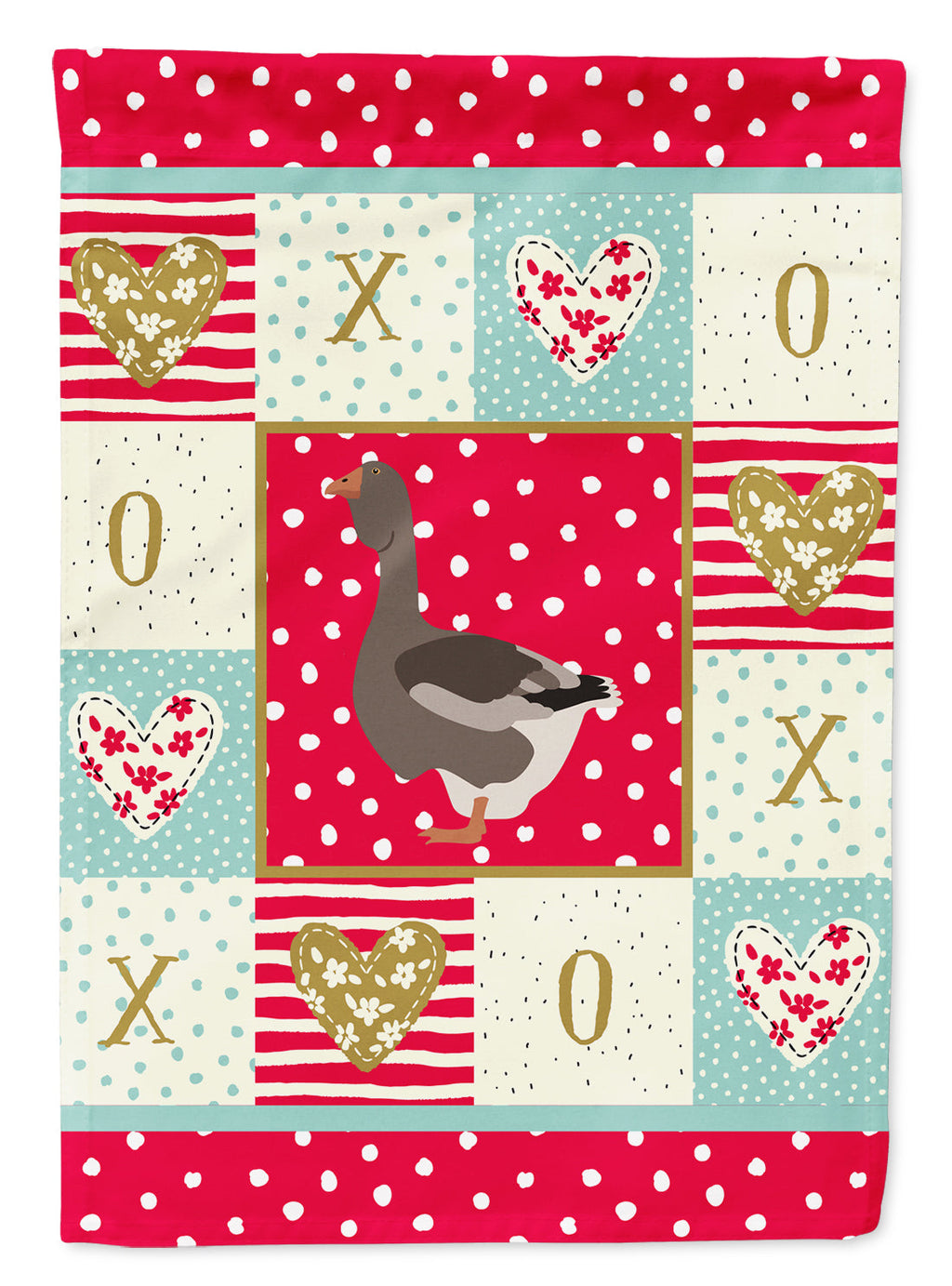 Toulouse Goose Love House Flag 28x40 Porch Sleeve Pole Decorative Outside Yard Banner Artwork Wall Hanging, Polyester
