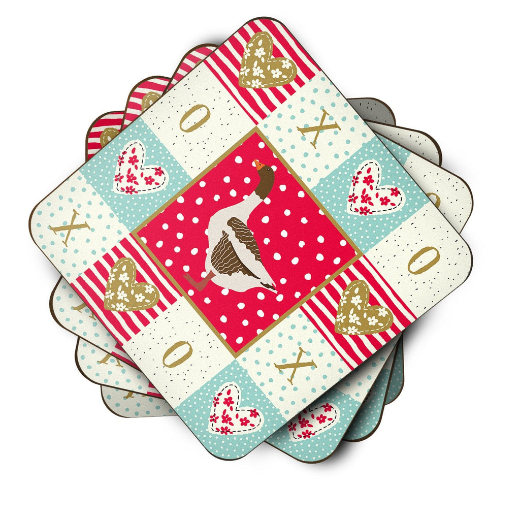 Pomeranian Rogener Goose Love Foam Coasters Set of 4 Cup Coasters for Indoor Outdoor, Tabletop Protection, Anti Slip, Mouse pad Material