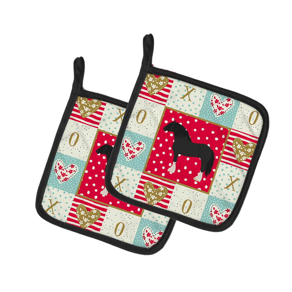 Pomeranian Rogener Goose Love Pot Holder Set of 2 Heat Resistant Quilted Hot Pads 7.5 x 7.5 Inch, Insulated Kitchen Trivets for Cooking & Baking