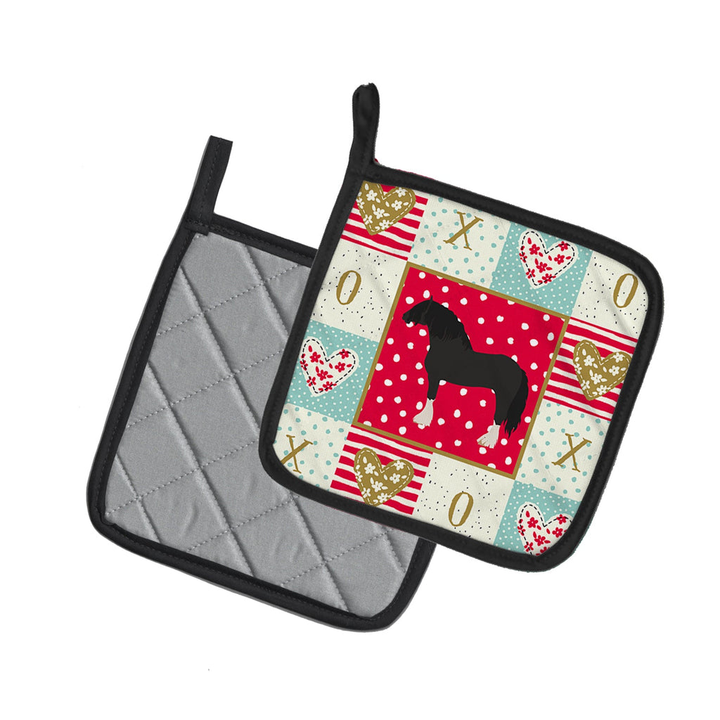 Pomeranian Rogener Goose Love Pot Holder Set of 2 Heat Resistant Quilted Hot Pads 7.5 x 7.5 Inch, Insulated Kitchen Trivets for Cooking & Baking