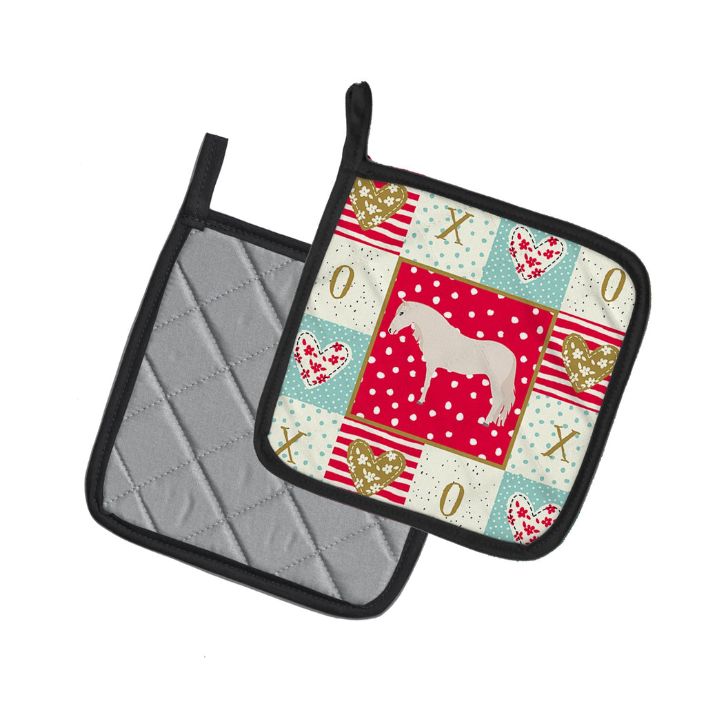 Paso Fino Horse Love Pot Holder Set of 2 Heat Resistant Quilted Hot Pads 7.5 x 7.5 Inch, Insulated Kitchen Trivets for Cooking & Baking