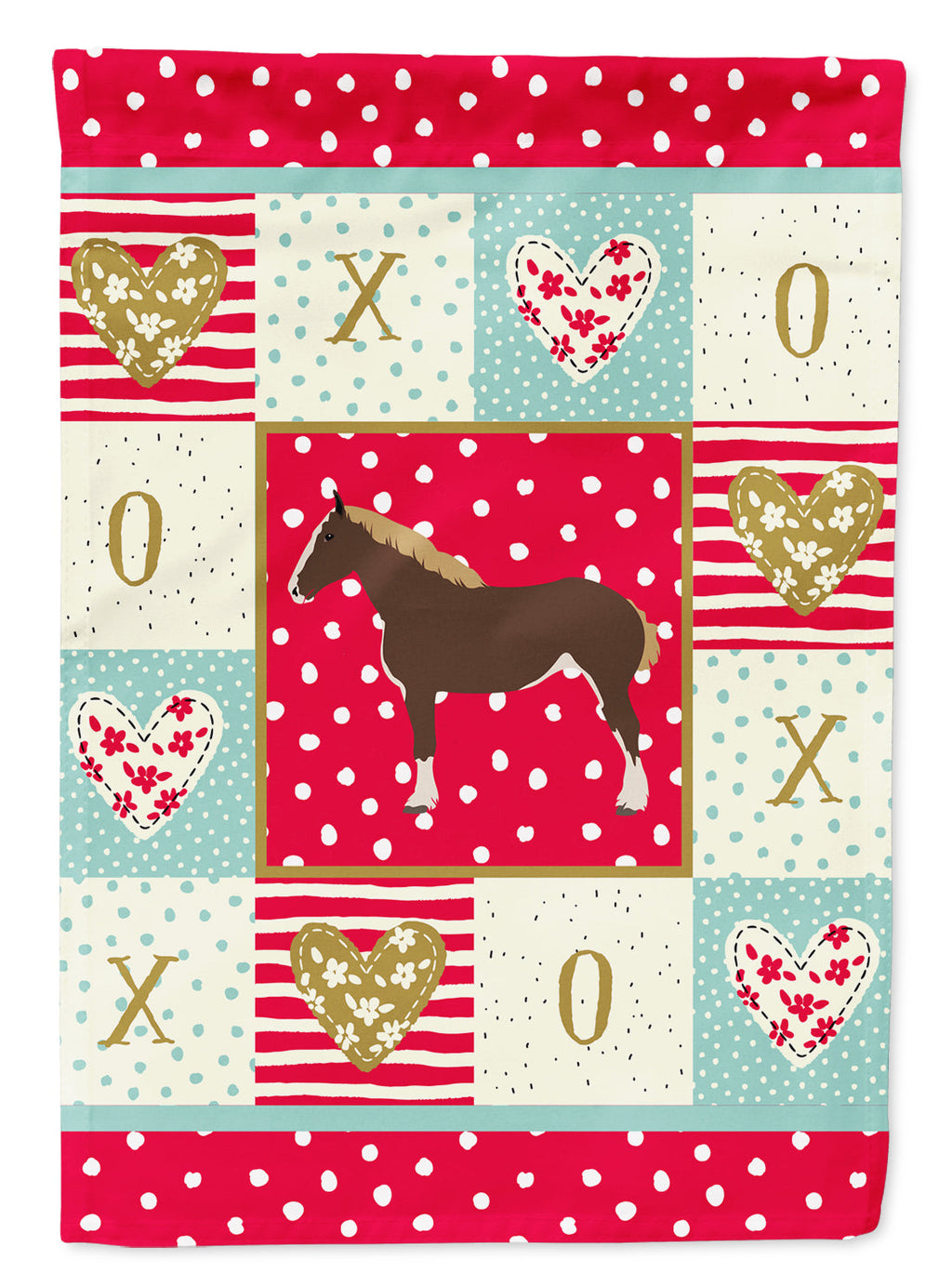 Percheron Horse Love House Flag 28x40 Porch Sleeve Pole Decorative Outside Yard Banner Artwork Wall Hanging, Polyester