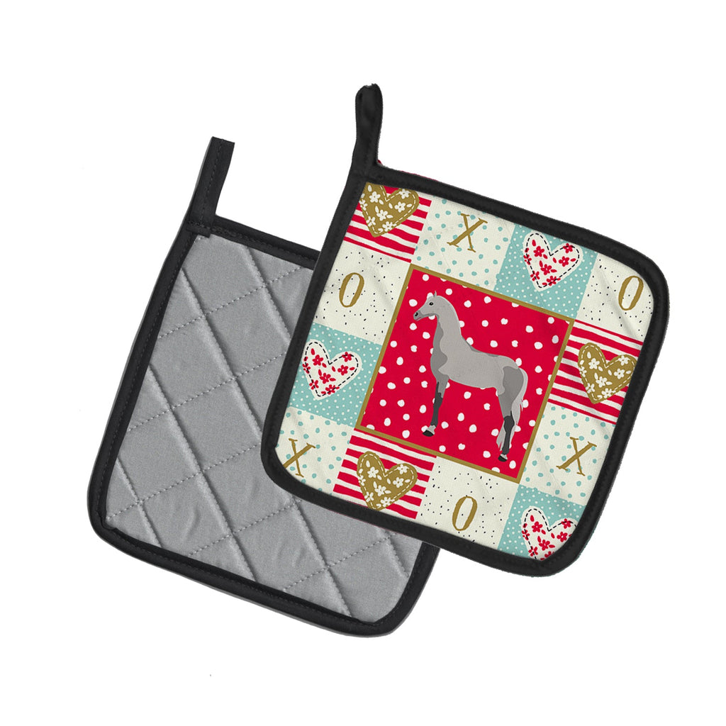Orlov Trotter Horse Love Pot Holder Set of 2 Heat Resistant Quilted Hot Pads 7.5 x 7.5 Inch, Insulated Kitchen Trivets for Cooking & Baking