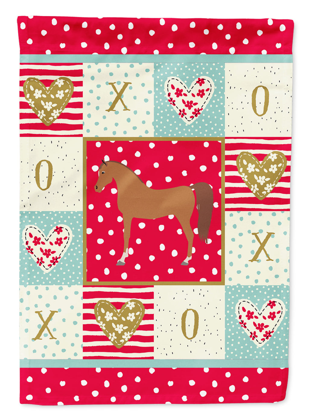 Arabian Horse Love House Flag 28x40 Porch Sleeve Pole Decorative Outside Yard Banner Artwork Wall Hanging, Polyester