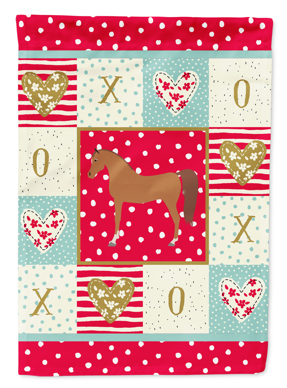 Arabian Horse Love House Flag 28x40 Porch Sleeve Pole Decorative Outside Yard Banner Artwork Wall Hanging, Polyester