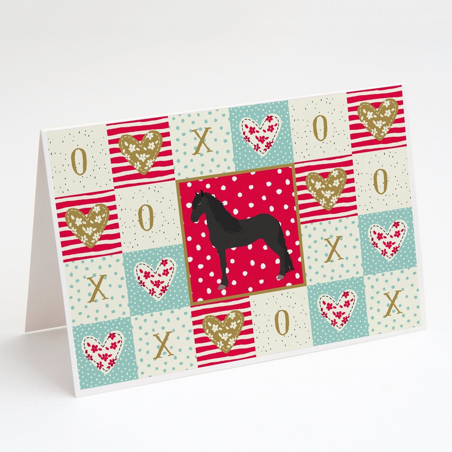 Friesian Horse Love Greeting Cards Pack of 8 Blank Cards with Envelopes Whimsical A7 Size 5x7