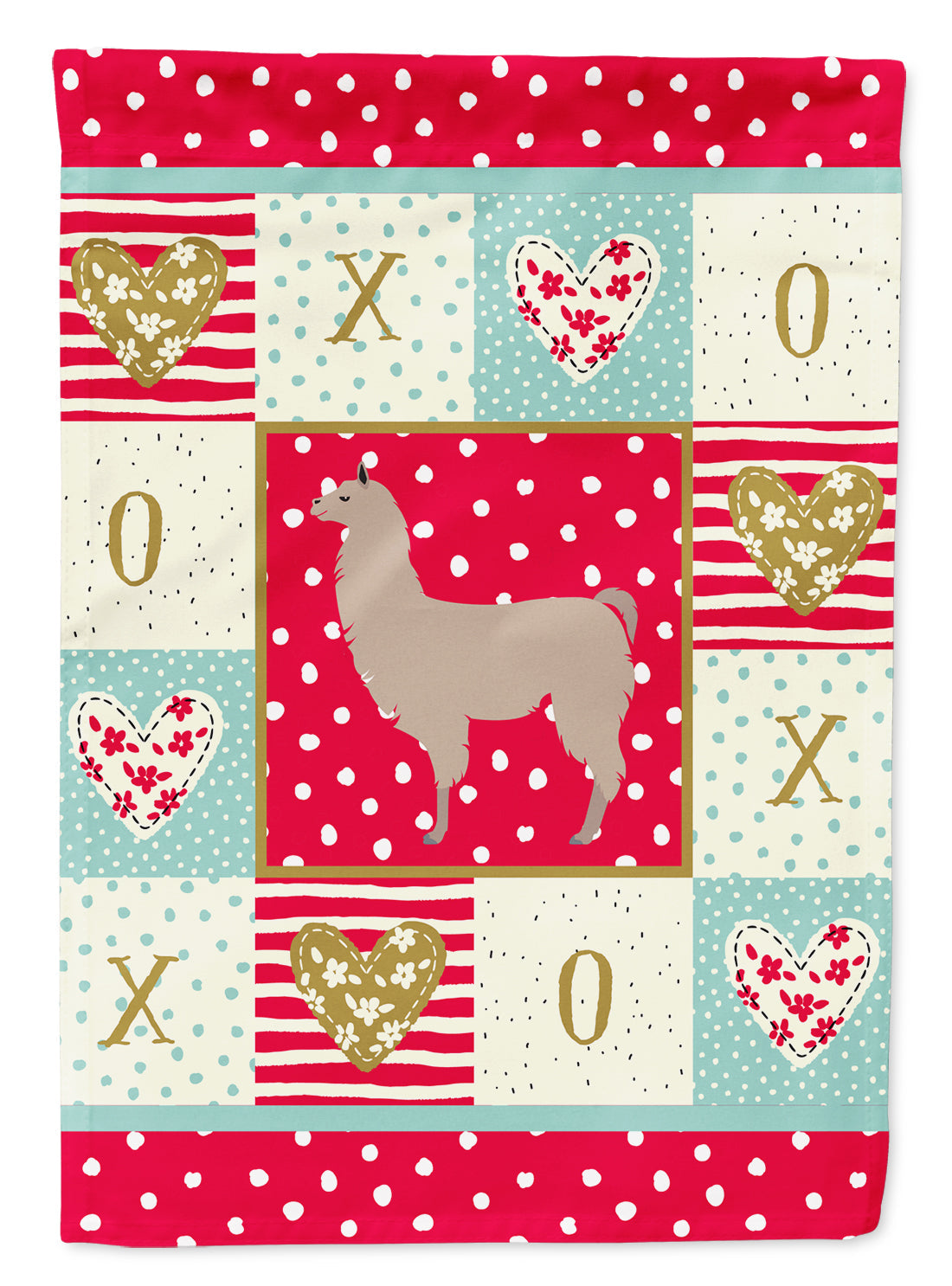 Llama Love House Flag 28x40 Porch Sleeve Pole Decorative Outside Yard Banner Artwork Wall Hanging, Polyester