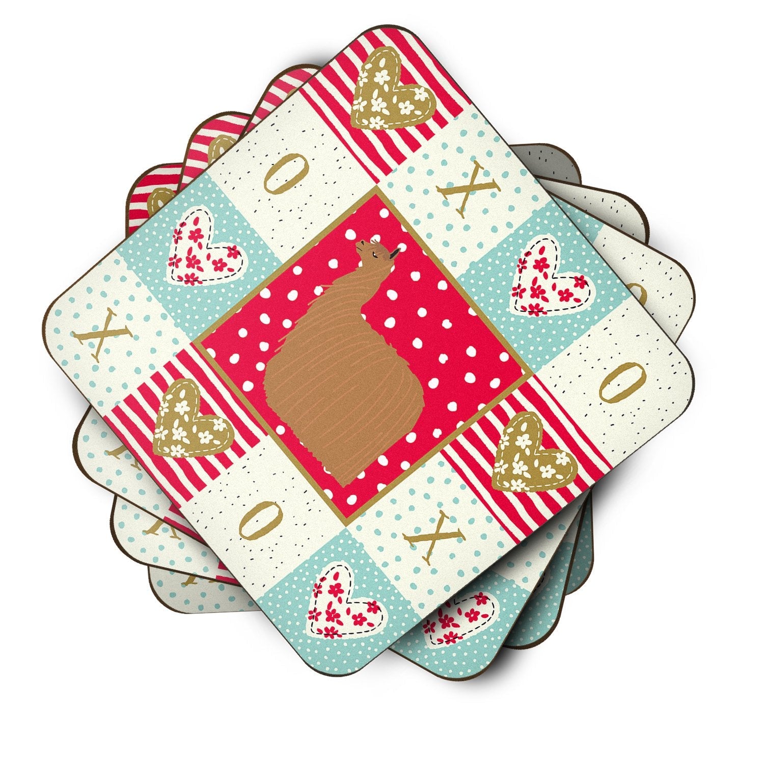 Alpaca Suri Love Foam Coasters Set of 4 Cup Coasters for Indoor Outdoor, Tabletop Protection, Anti Slip, Mouse pad Material