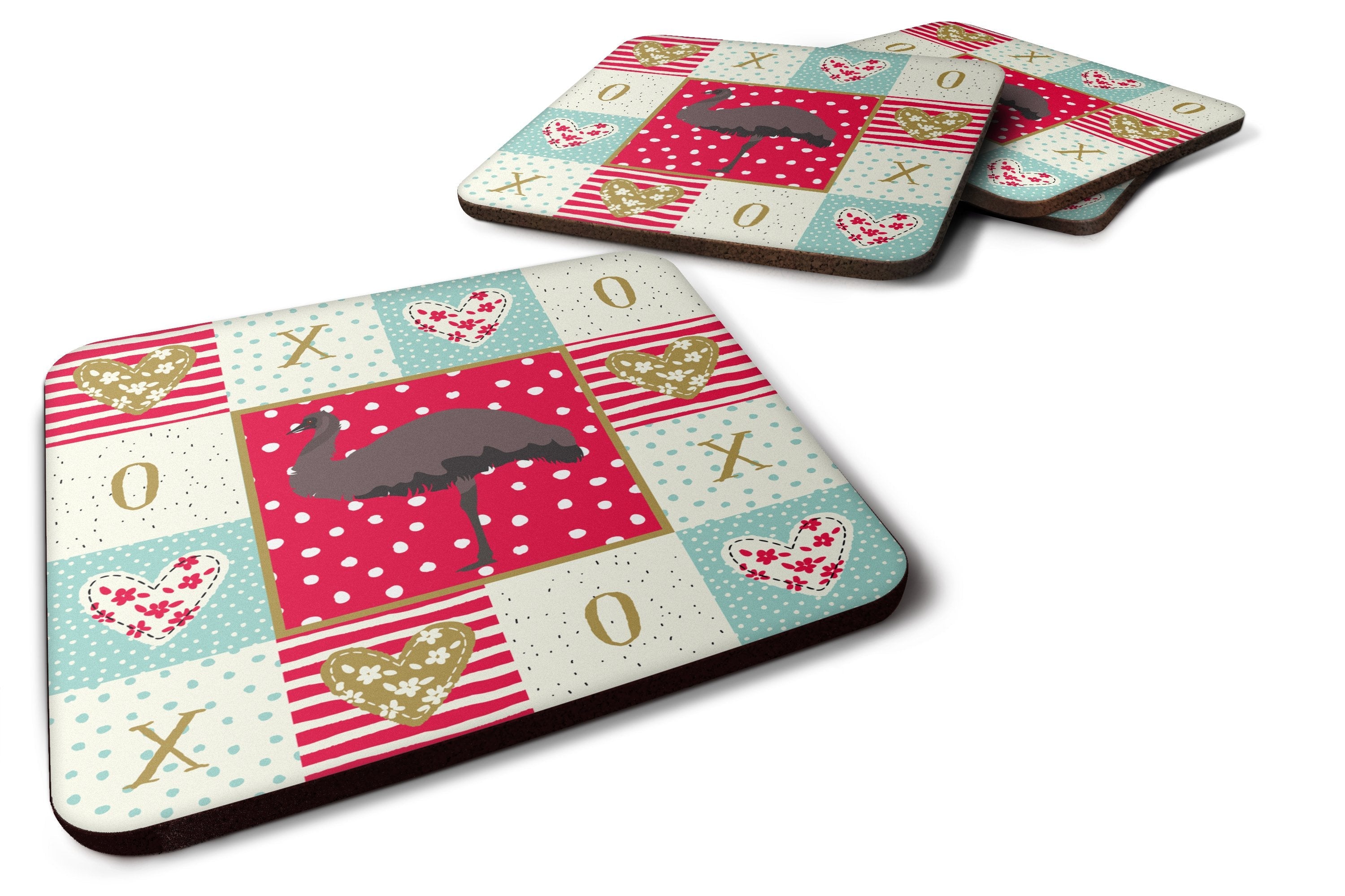 Emu Love Foam Coasters Set of 4 Cup Coasters for Indoor Outdoor, Tabletop Protection, Anti Slip, Mouse pad Material