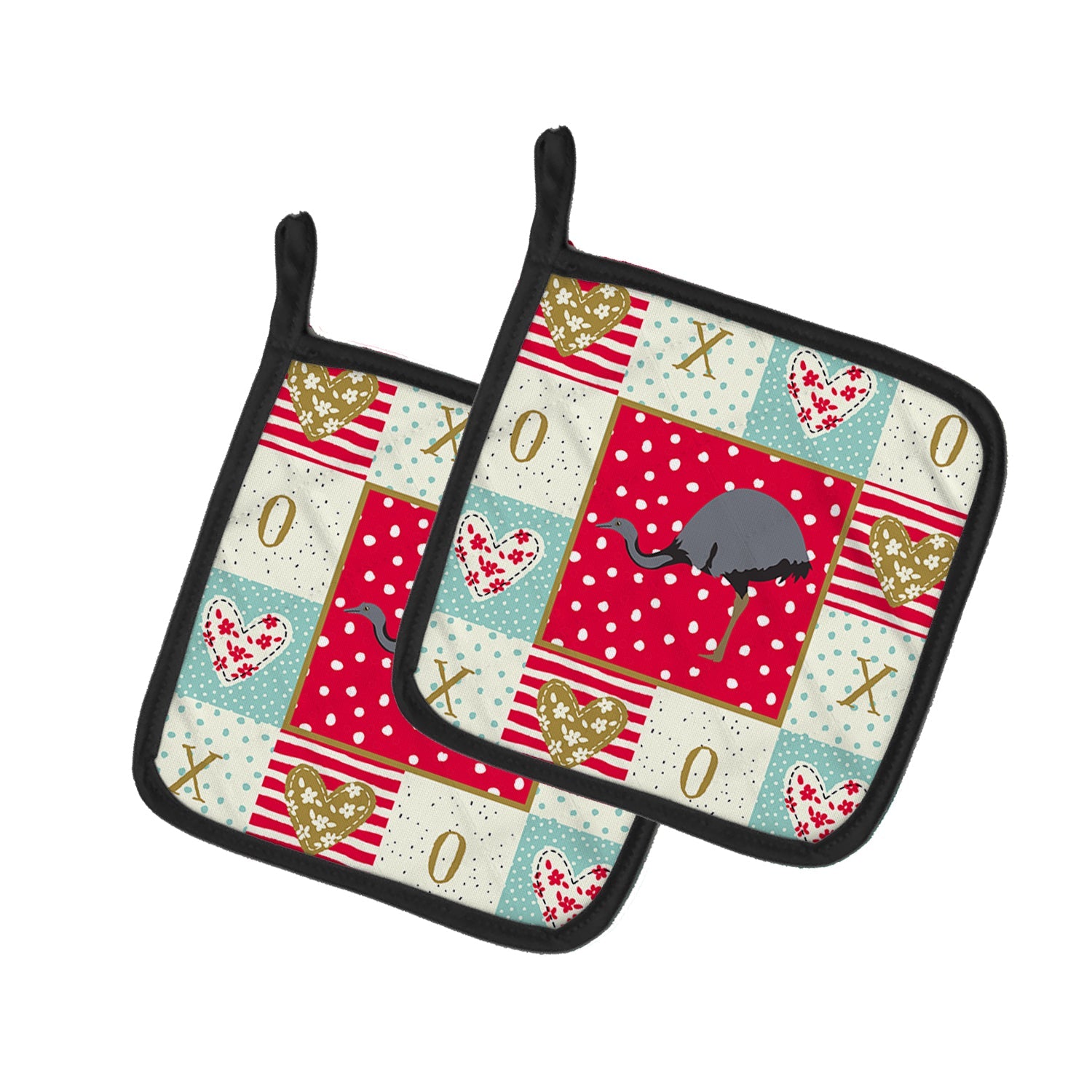 Rhea Love Pot Holder Set of 2 Heat Resistant Quilted Hot Pads 7.5 x 7.5 Inch, Insulated Kitchen Trivets for Cooking & Baking