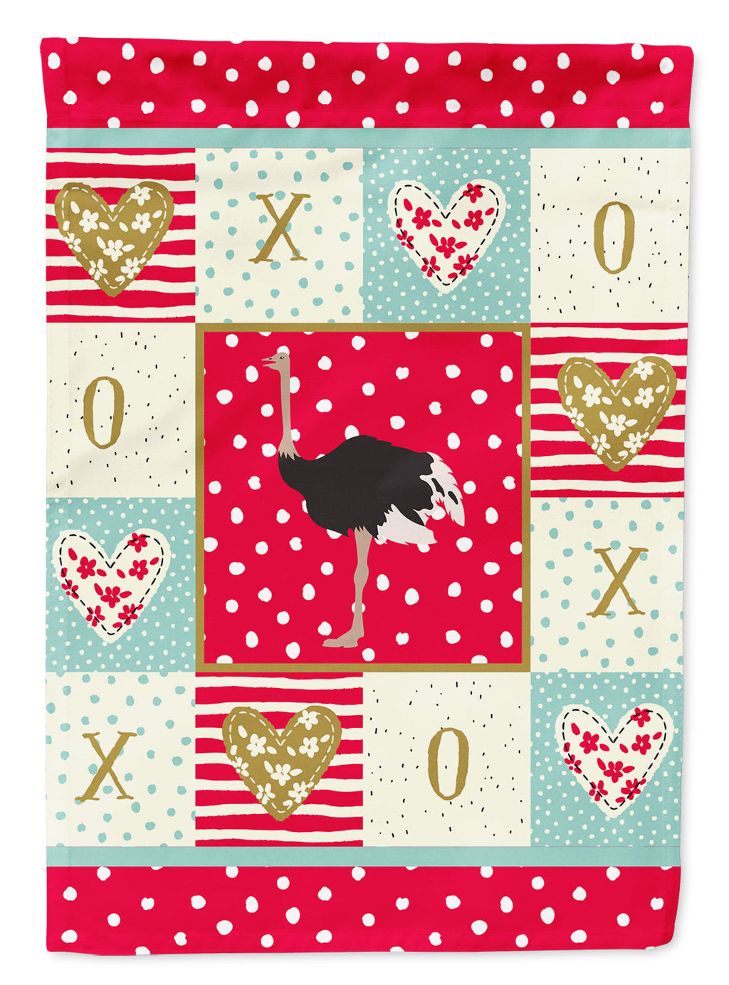 Common Ostrich Love House Flag 28x40 Porch Sleeve Pole Decorative Outside Yard Banner Artwork Wall Hanging, Polyester