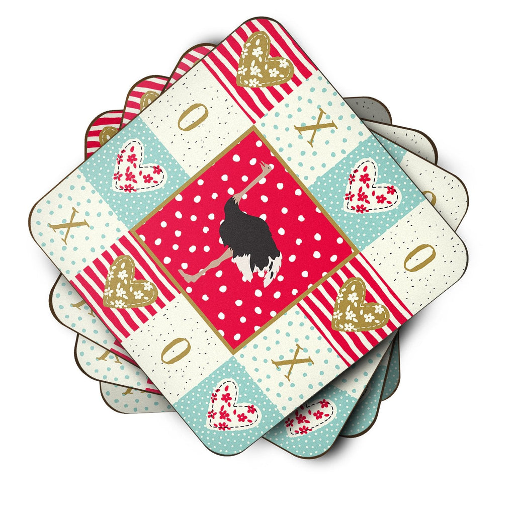 Common Ostrich Love Foam Coasters Set of 4 Cup Coasters for Indoor Outdoor, Tabletop Protection, Anti Slip, Mouse pad Material