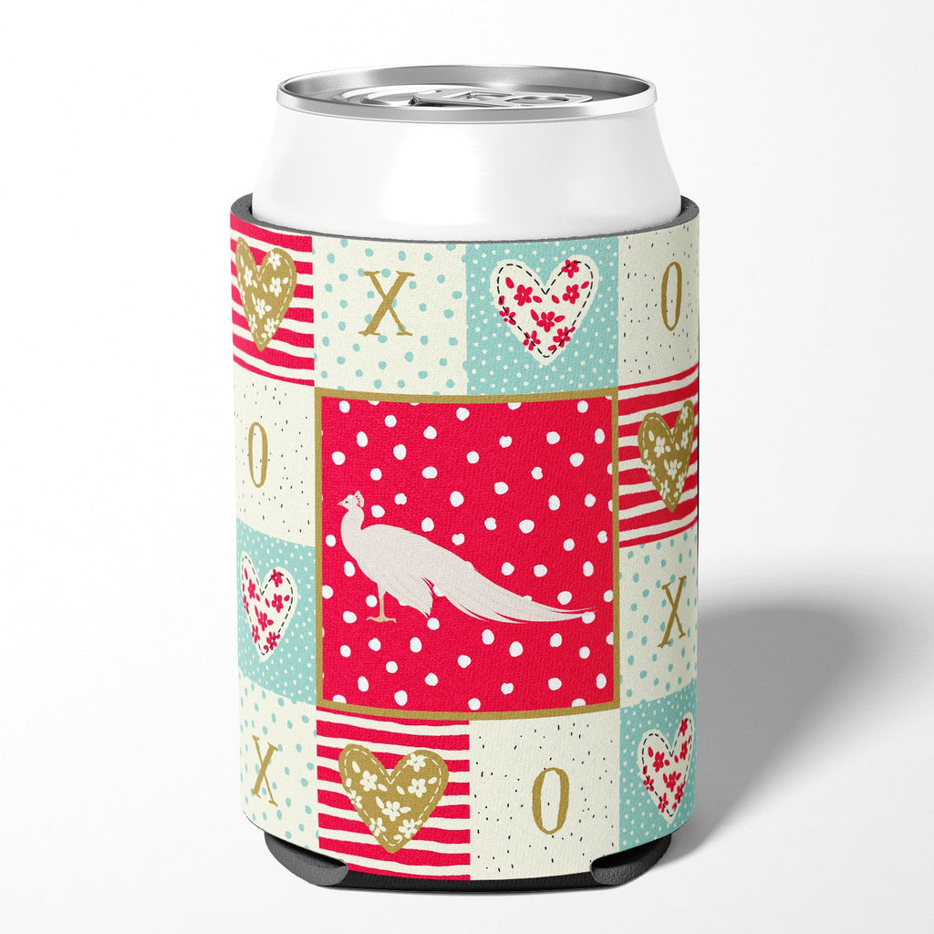 White Peacock Peafowl Love Can or Bottle Hugger Cooler Sleeve for Standard 12 oz Cans, Insulated Foam Beer & Soda Can Hugger Reusable