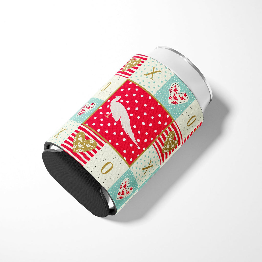 White Peacock Peafowl Love Can or Bottle Hugger Cooler Sleeve for Standard 12 oz Cans, Insulated Foam Beer & Soda Can Hugger Reusable