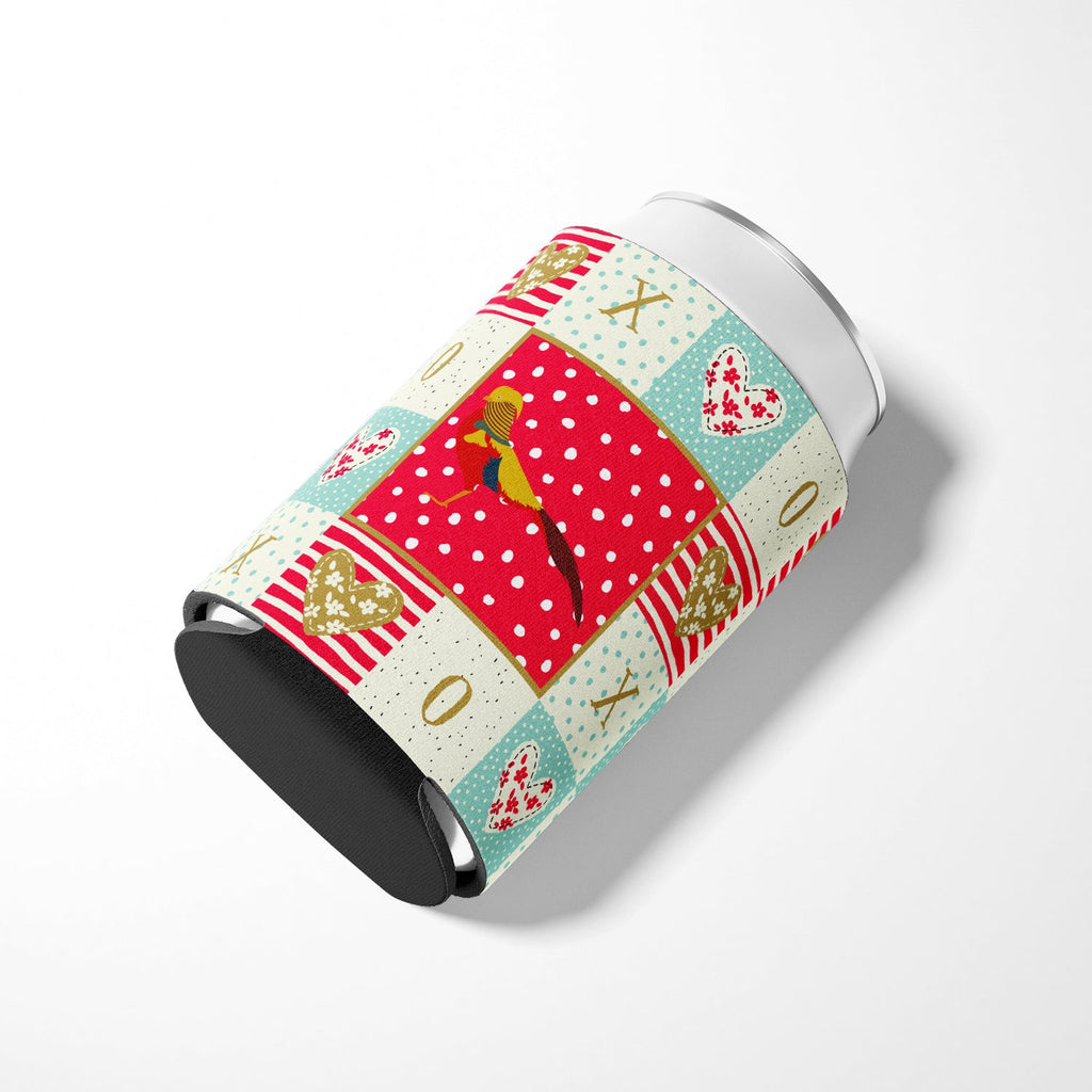 Golden or Chinese Pheasant Love Can or Bottle Hugger Cooler Sleeve for Standard 12 oz Cans, Insulated Foam Beer & Soda Can Hugger Reusable