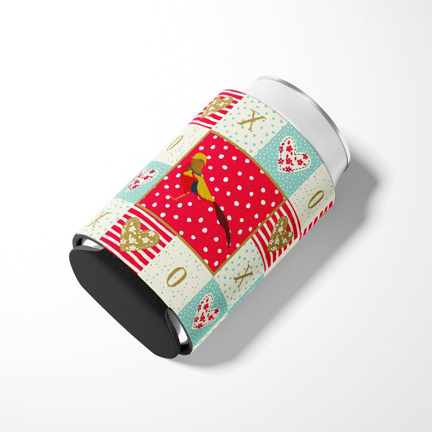 Golden or Chinese Pheasant Love Can or Bottle Hugger Cooler Sleeve for Standard 12 oz Cans, Insulated Foam Beer & Soda Can Hugger Reusable