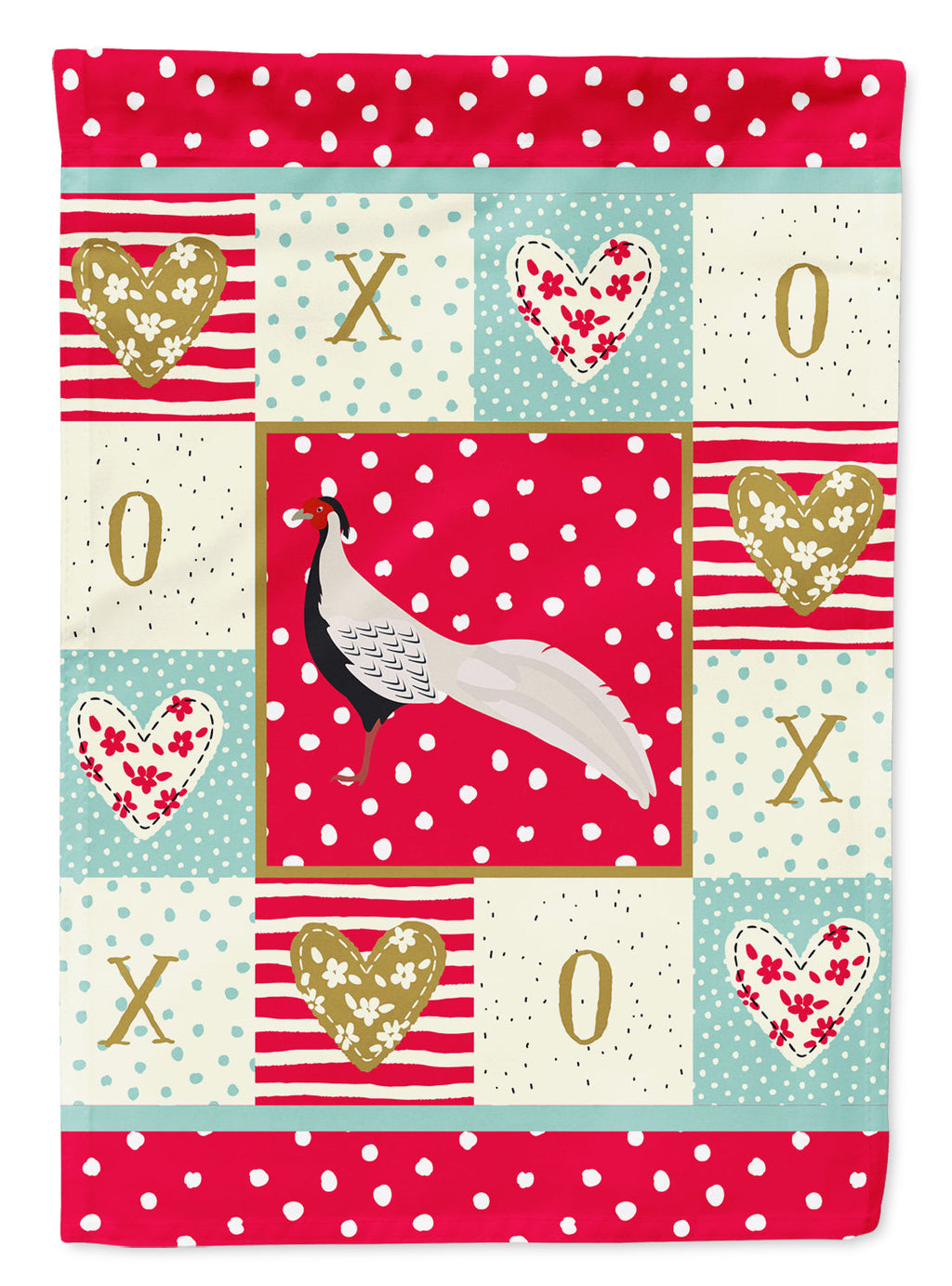 Silver Pheasant Love House Flag 28x40 Porch Sleeve Pole Decorative Outside Yard Banner Artwork Wall Hanging, Polyester