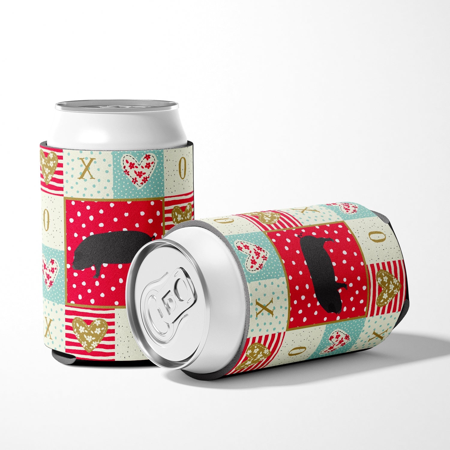 Devon Large Black Pig Love Can or Bottle Hugger Cooler Sleeve for Standard 12 oz Cans, Insulated Foam Beer & Soda Can Hugger Reusable
