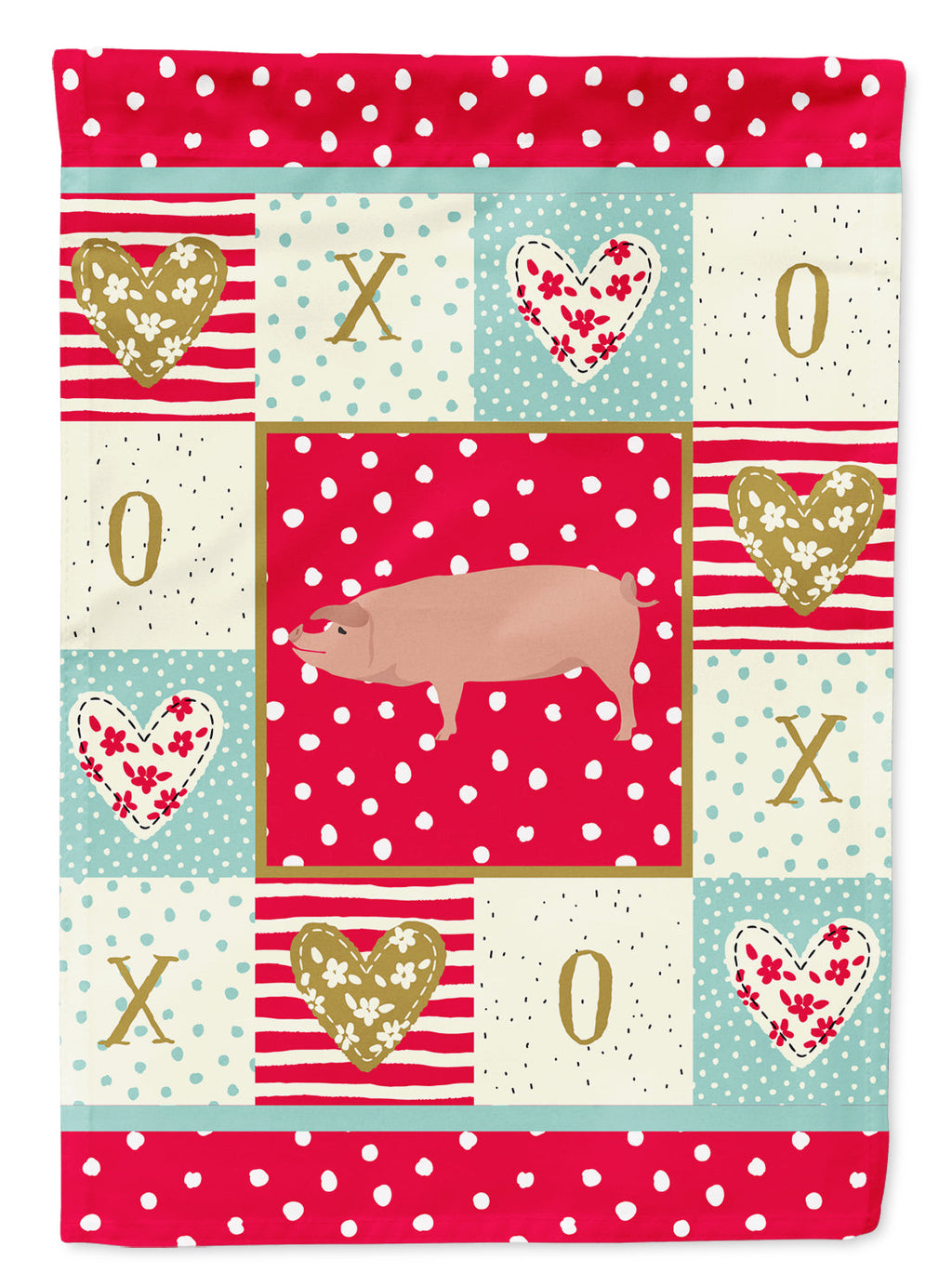 American Landrace Pig Love House Flag 28x40 Porch Sleeve Pole Decorative Outside Yard Banner Artwork Wall Hanging, Polyester