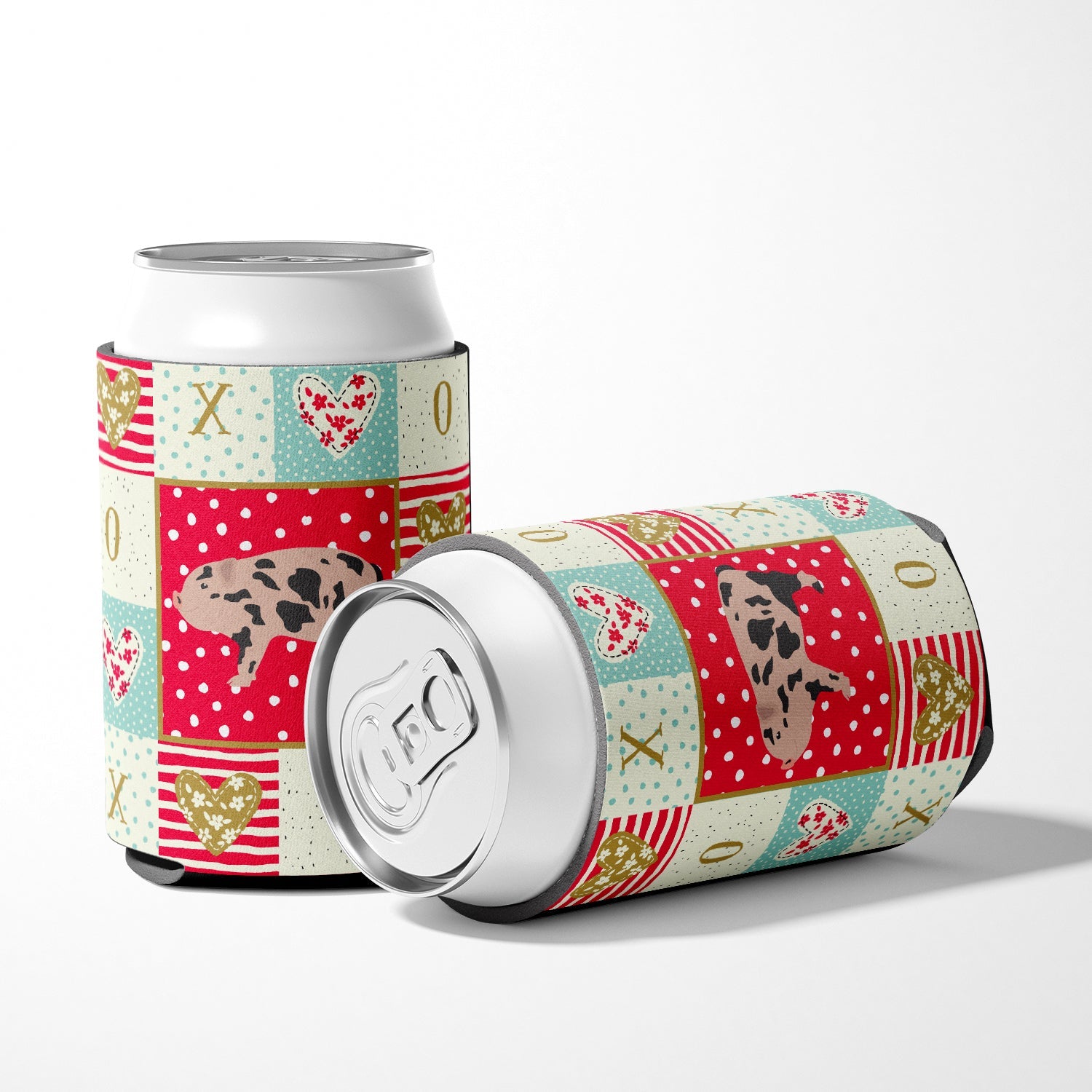 Mini Miniature Pig Love Can or Bottle Hugger Cooler Sleeve for Standard 12 oz Cans, Insulated Foam Beer & Soda Can Hugger Reusable