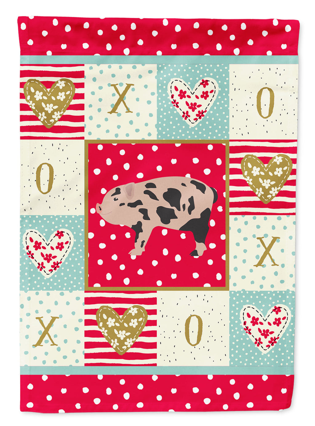Mini Miniature Pig Love House Flag 28x40 Porch Sleeve Pole Decorative Outside Yard Banner Artwork Wall Hanging, Polyester