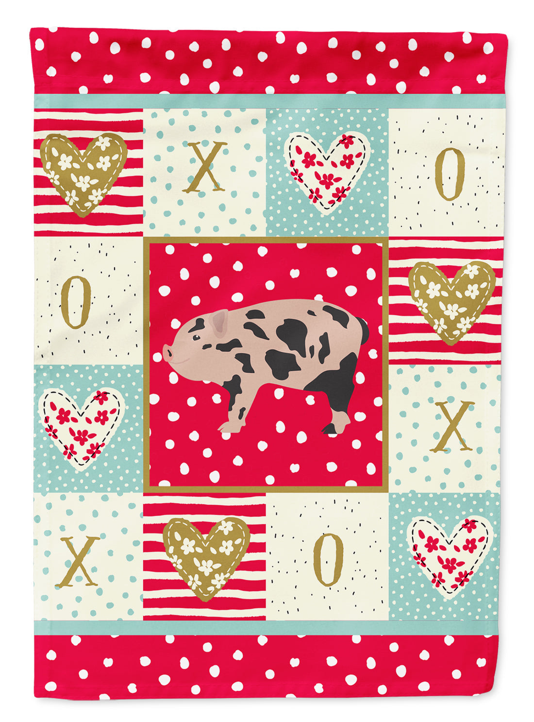 Mini Miniature Pig Love House Flag 28x40 Porch Sleeve Pole Decorative Outside Yard Banner Artwork Wall Hanging, Polyester
