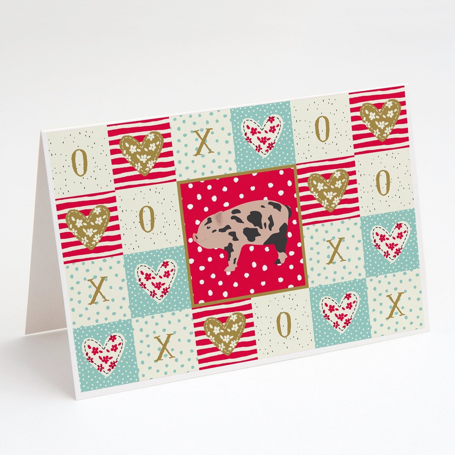 Mini Miniature Pig Love Greeting Cards Pack of 8 Blank Cards with Envelopes Whimsical A7 Size 5x7
