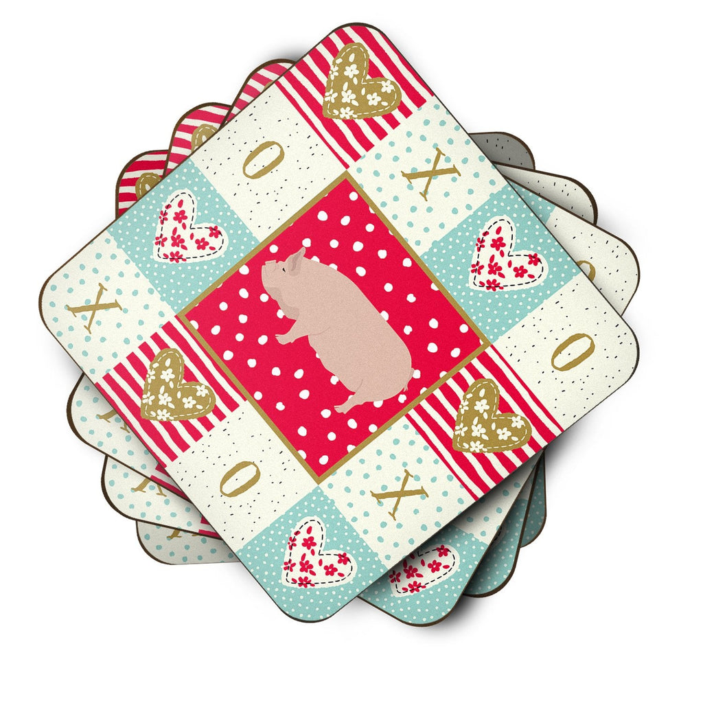 Welsh Pig Love Foam Coasters Set of 4 Cup Coasters for Indoor Outdoor, Tabletop Protection, Anti Slip, Mouse pad Material
