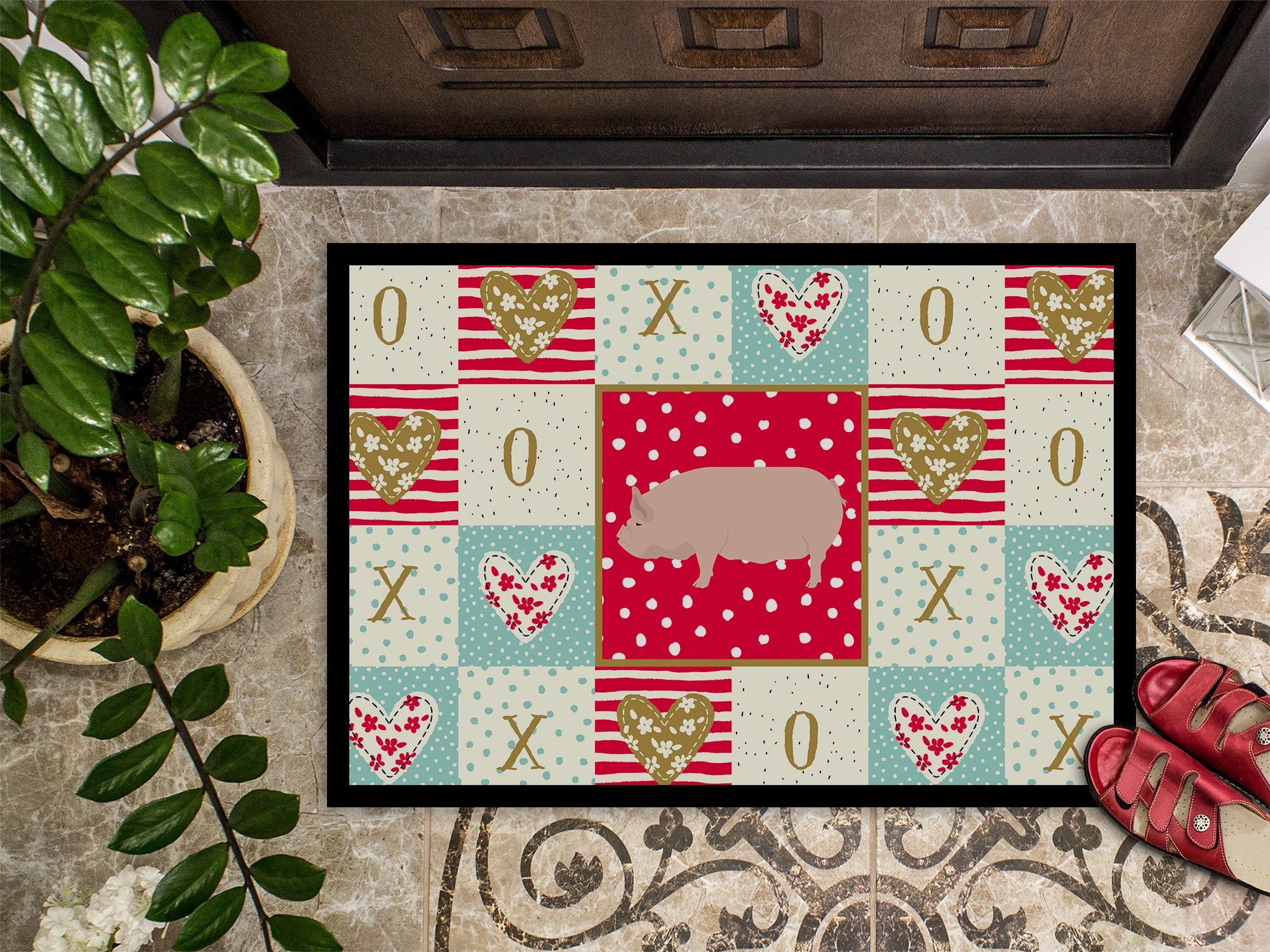 Welsh Pig Love Doormat Indoor Outdoor 18H X 27W Front Door Mat Rugs for Entryway, Non Slip Washable