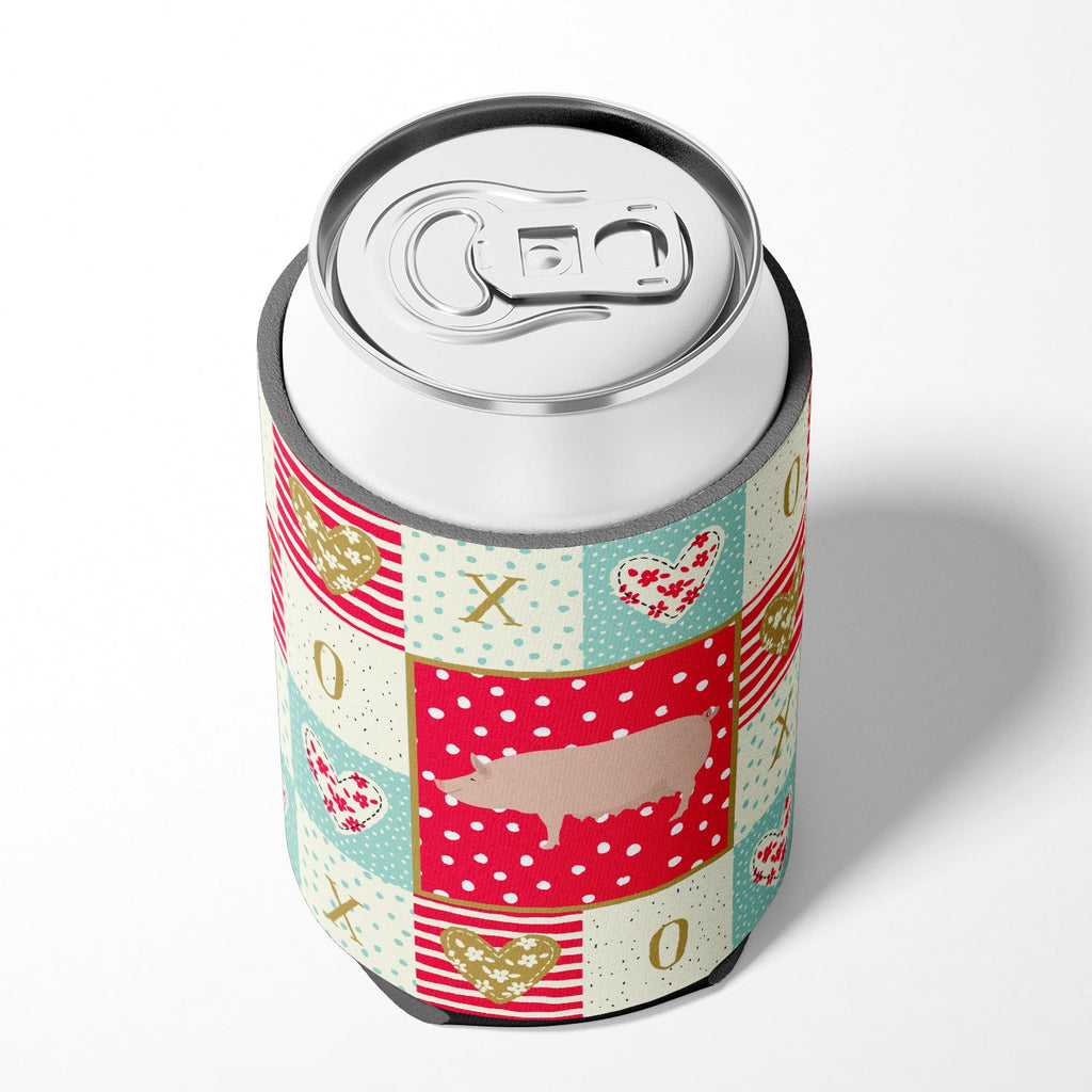 English Large White Pig Love Can or Bottle Hugger Cooler Sleeve for Standard 12 oz Cans, Insulated Foam Beer & Soda Can Hugger Reusable