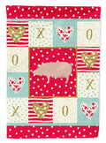 English Large White Pig Love House Flag 28x40 Porch Sleeve Pole Decorative Outside Yard Banner Artwork Wall Hanging, Polyester