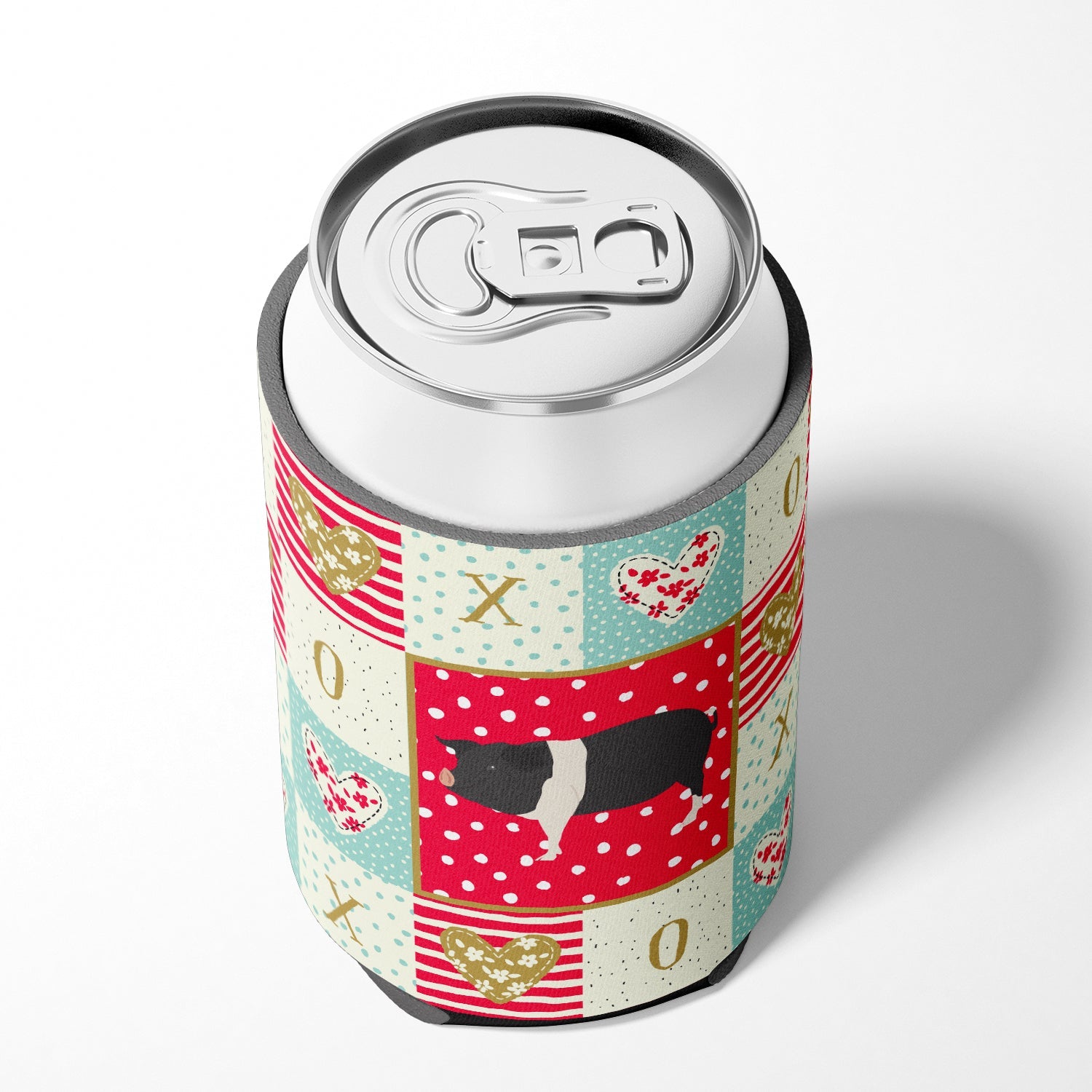 Hampshire Pig Love Can or Bottle Hugger Cooler Sleeve for Standard 12 oz Cans, Insulated Foam Beer & Soda Can Hugger Reusable